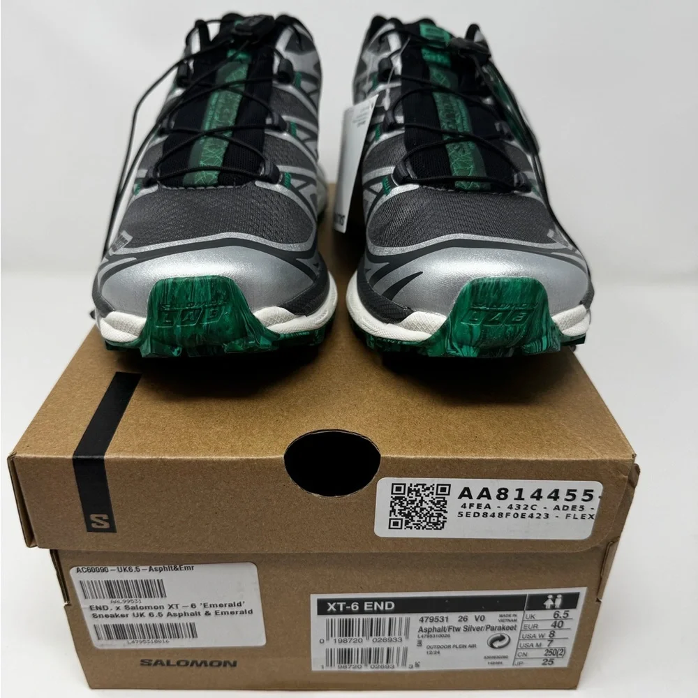 Salomon Green and Silver XT-6 x END Sneakers - Women’s 8/Men’s 6.5 - Picture 3 of 9